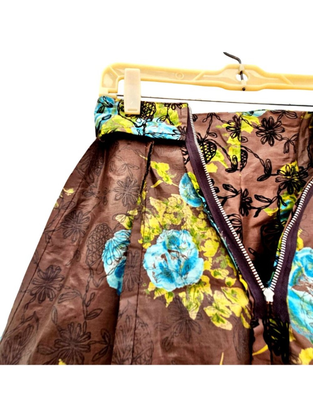 Vintage 1950s Flocked Chintz Full Circle Skirt Rockabilly Pinup Swing XS - Picture 6 of 11